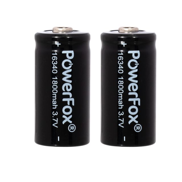 Zwei PowerFox 16340 Akkus für kompakte Laserpointer