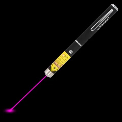 Violetter Laserpointer Z1 mit sichtbarem Laserstrahl im Dunkeln