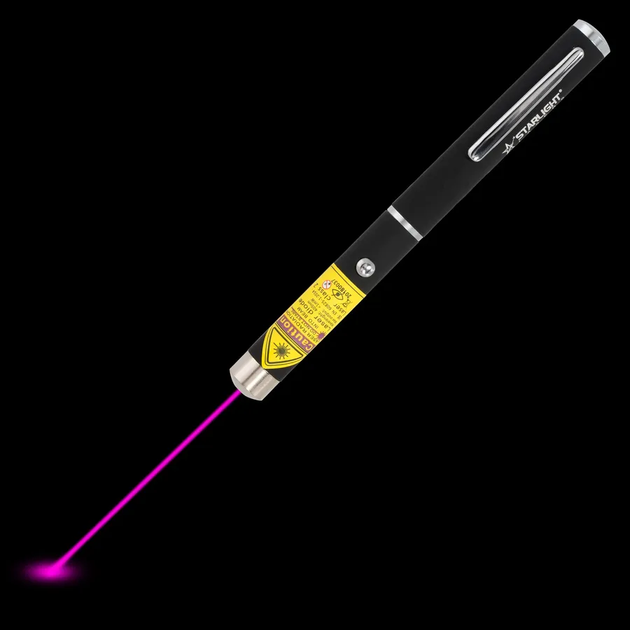 Violetter Laserpointer Z1 mit sichtbarem Laserstrahl im Dunkeln